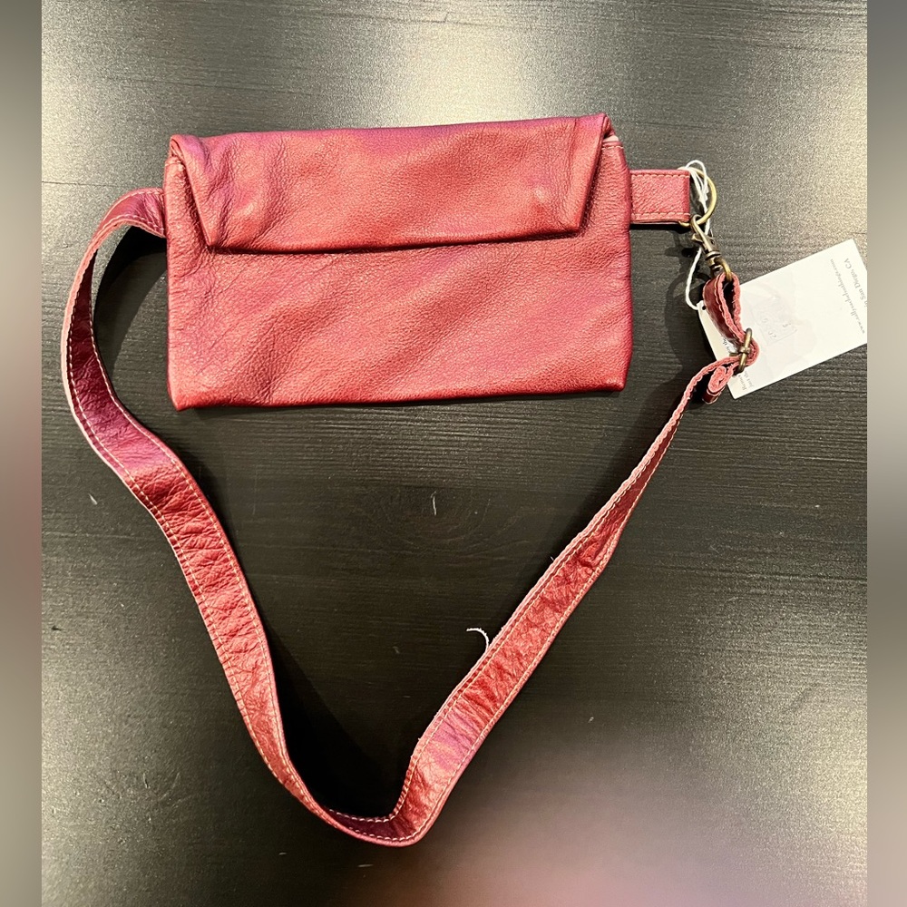 BRAND NEW leather Fanny belt red